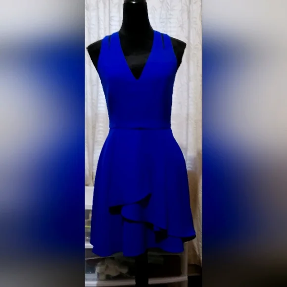 adelyn rae blue dress Adelyn Rae Marlowe Ruffle Maxi Chiffon Dress NAVY / S